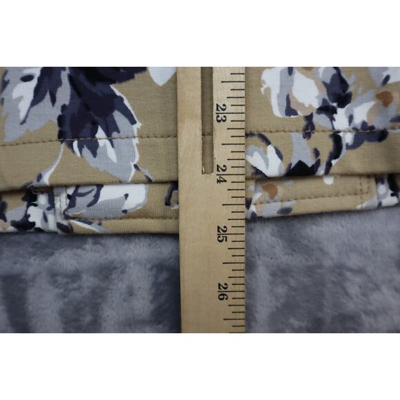 Isaac Mizrahi Blazer Women Large Beige Black Floral Print Casual 2 Button Jacket - Picture 6 of 16